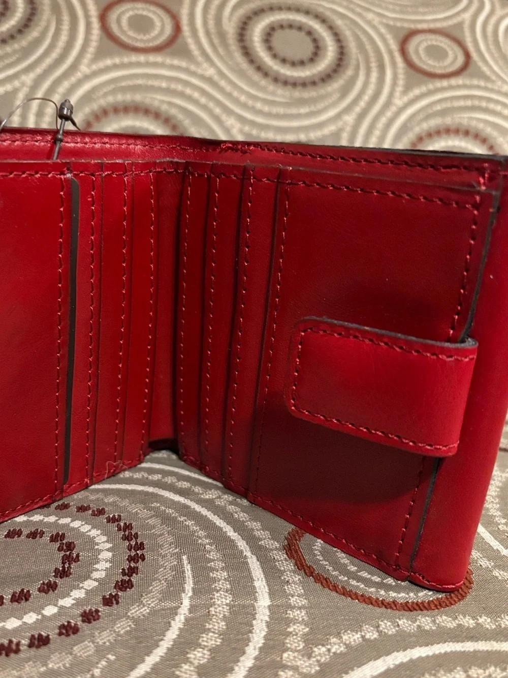 Patricia Nash Red Leather Snap Card Wallet